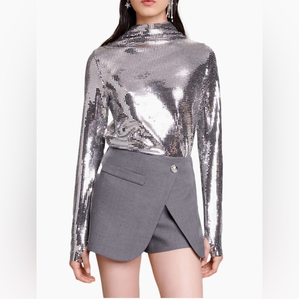 MAJE Glittery Sequin-embellished Top